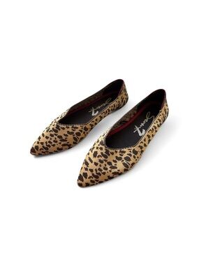 Seven7 Leopard-Print Pointed Toe Flats in Tan and Black